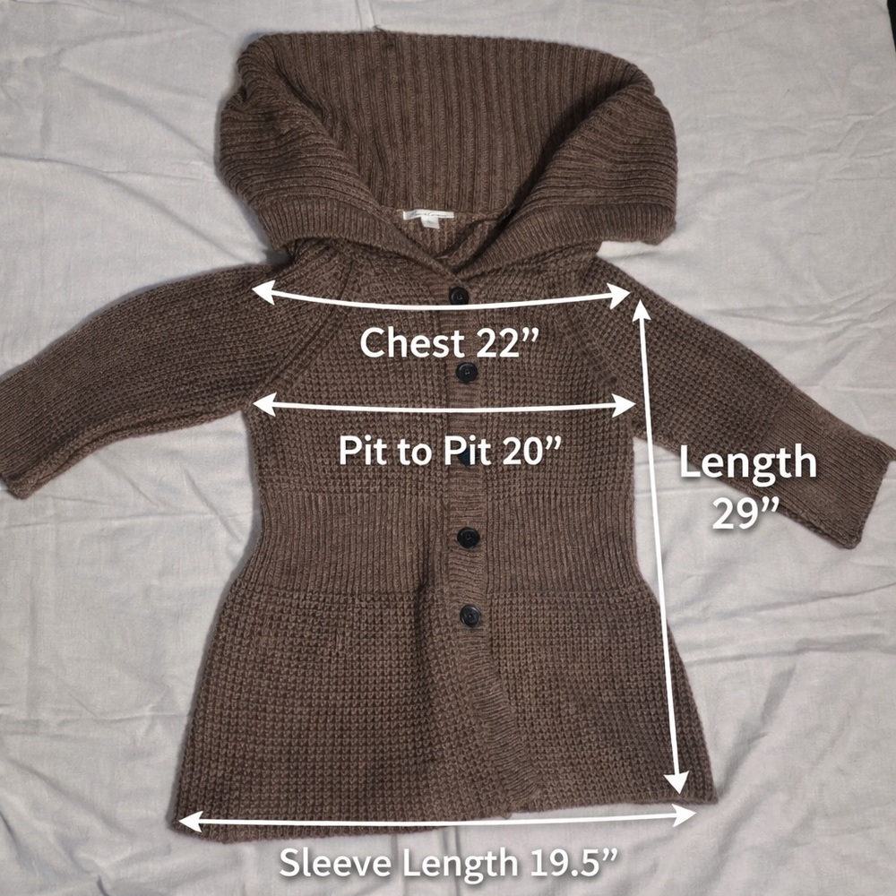 Kenneth Cole‎ Women XL Hooded Knit Cardigan Sweater Brown Cotton Blend - Picture 3 of 16